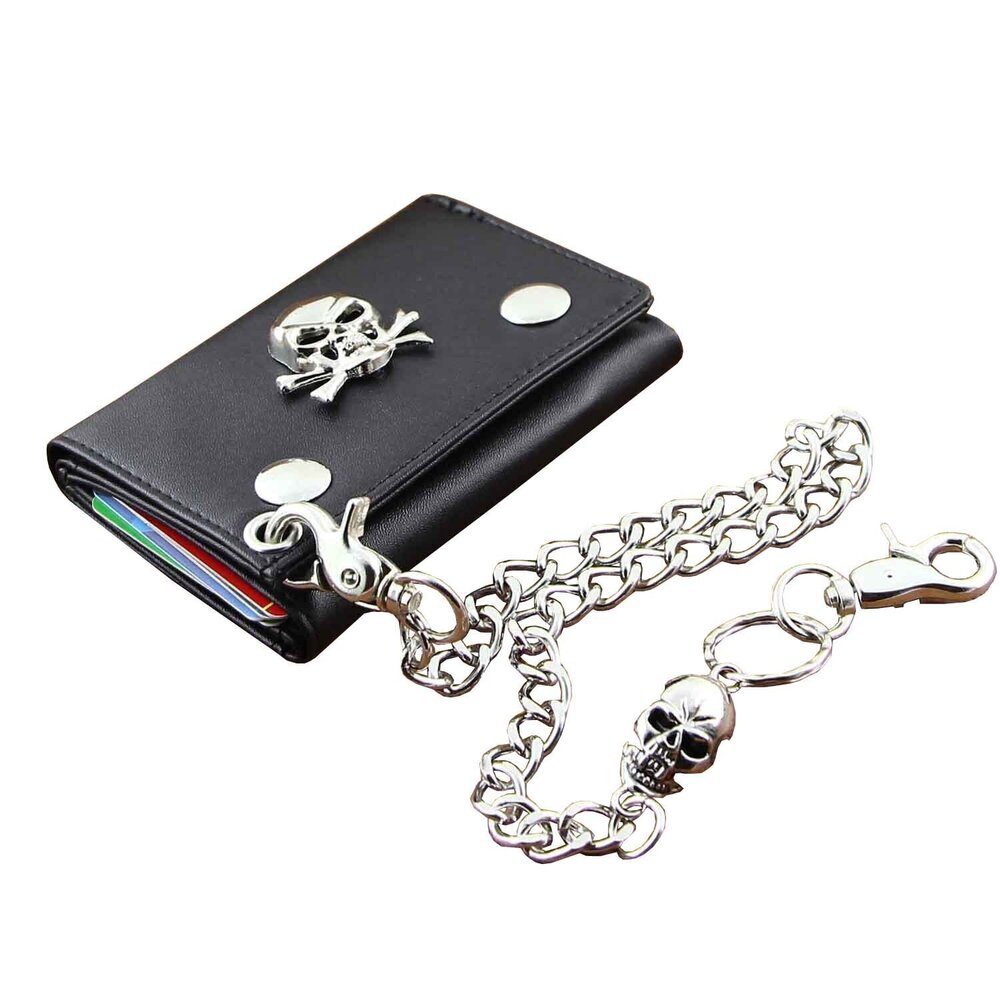 4434 Leather Motorcycle Trucker Biker Wallet With Skull Pants Chain WS02